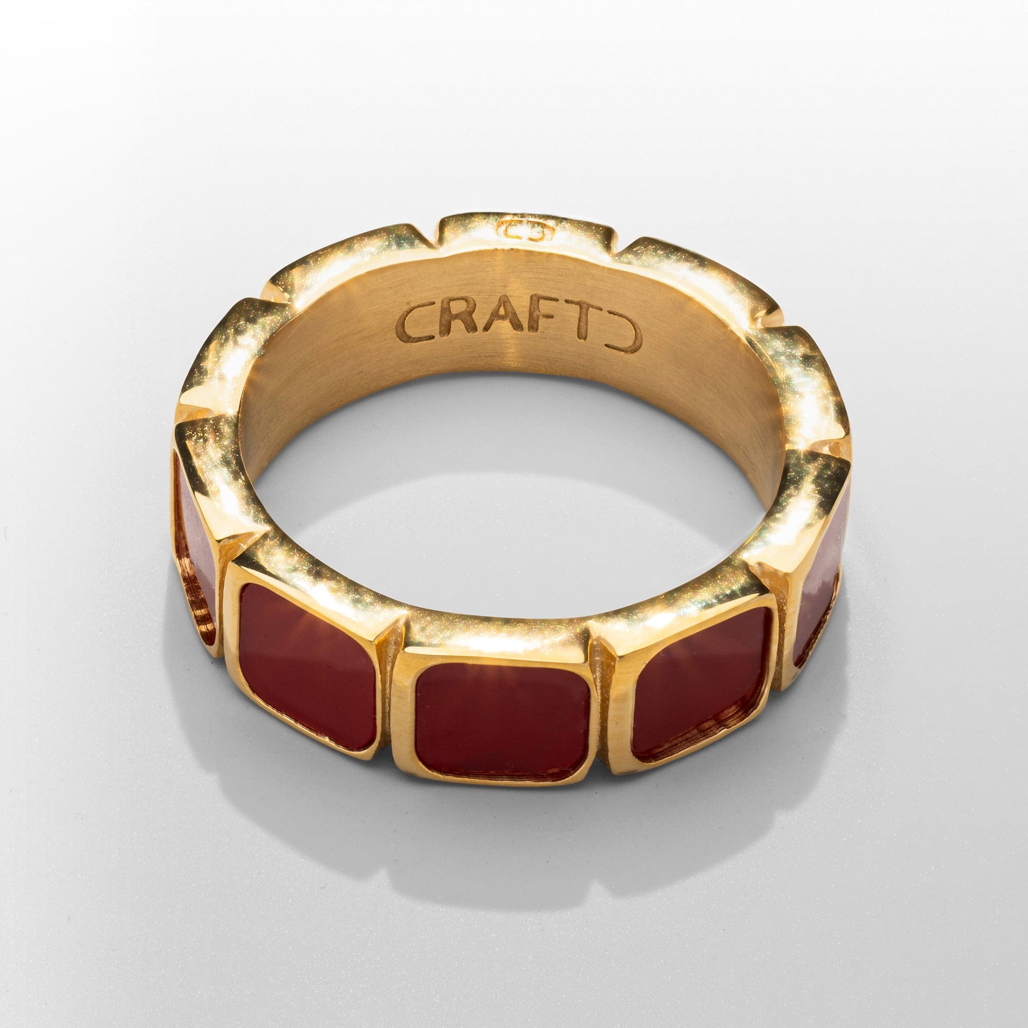 Red Stone Band Ring (Gold)
