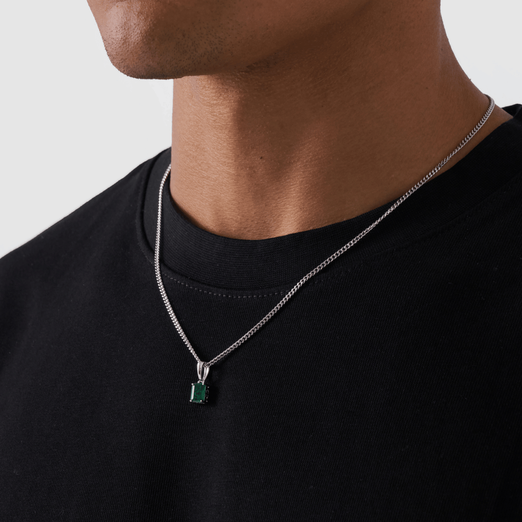 Emerald Stone Pendant (Silver)