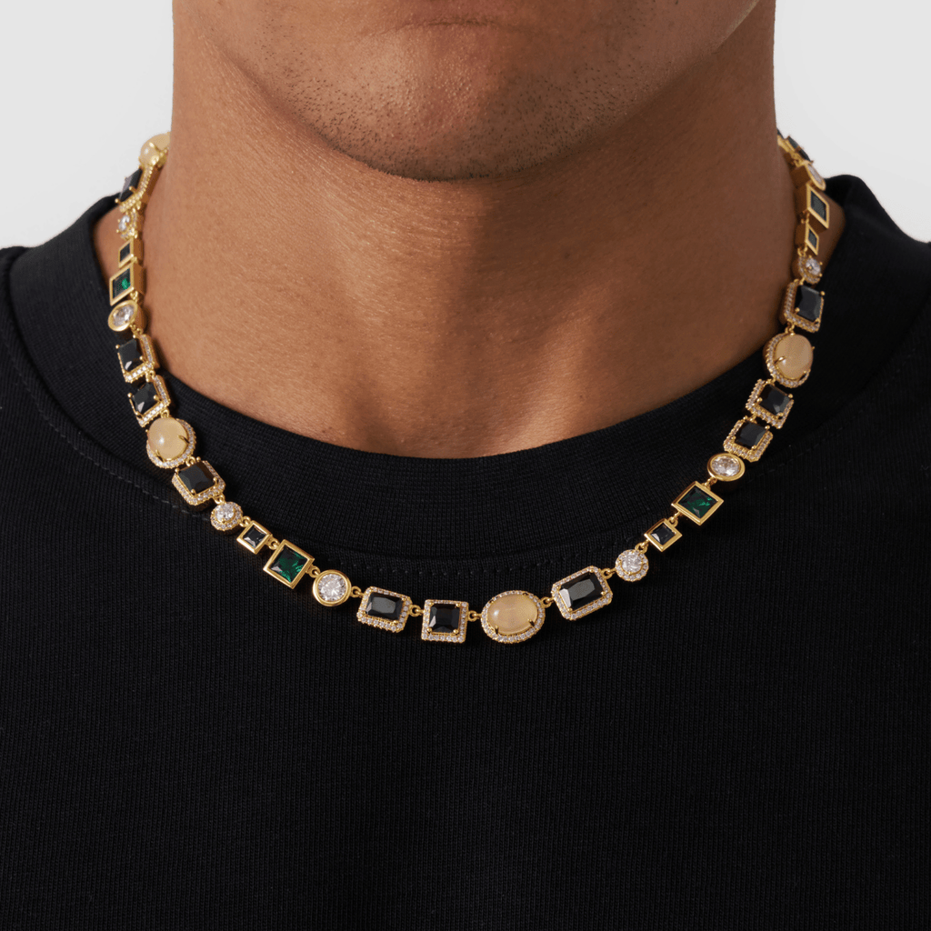 Onyx Gemstone Necklace (Gold)