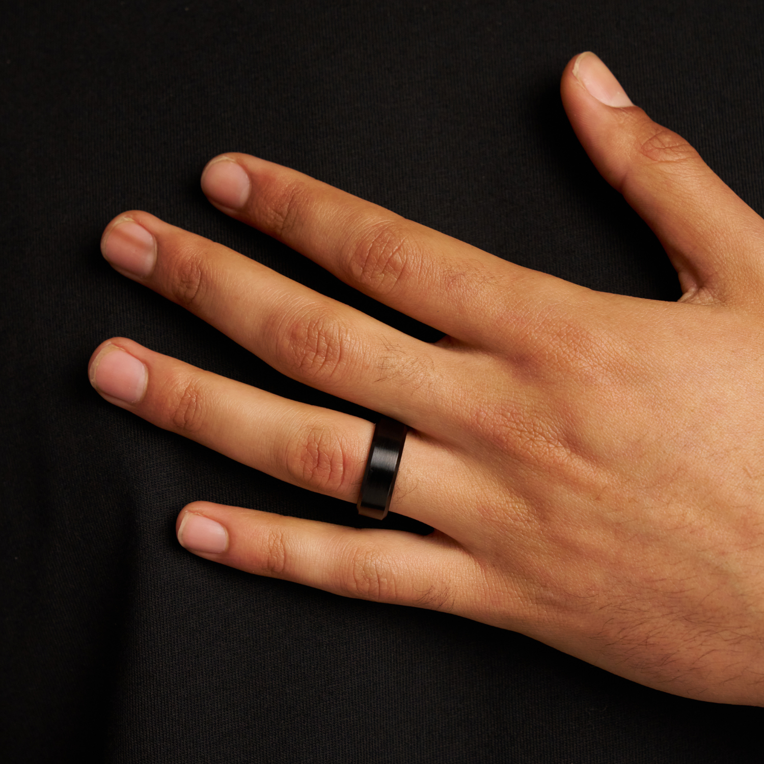 Bevelled Ring (Black) 8mm | Tungsten