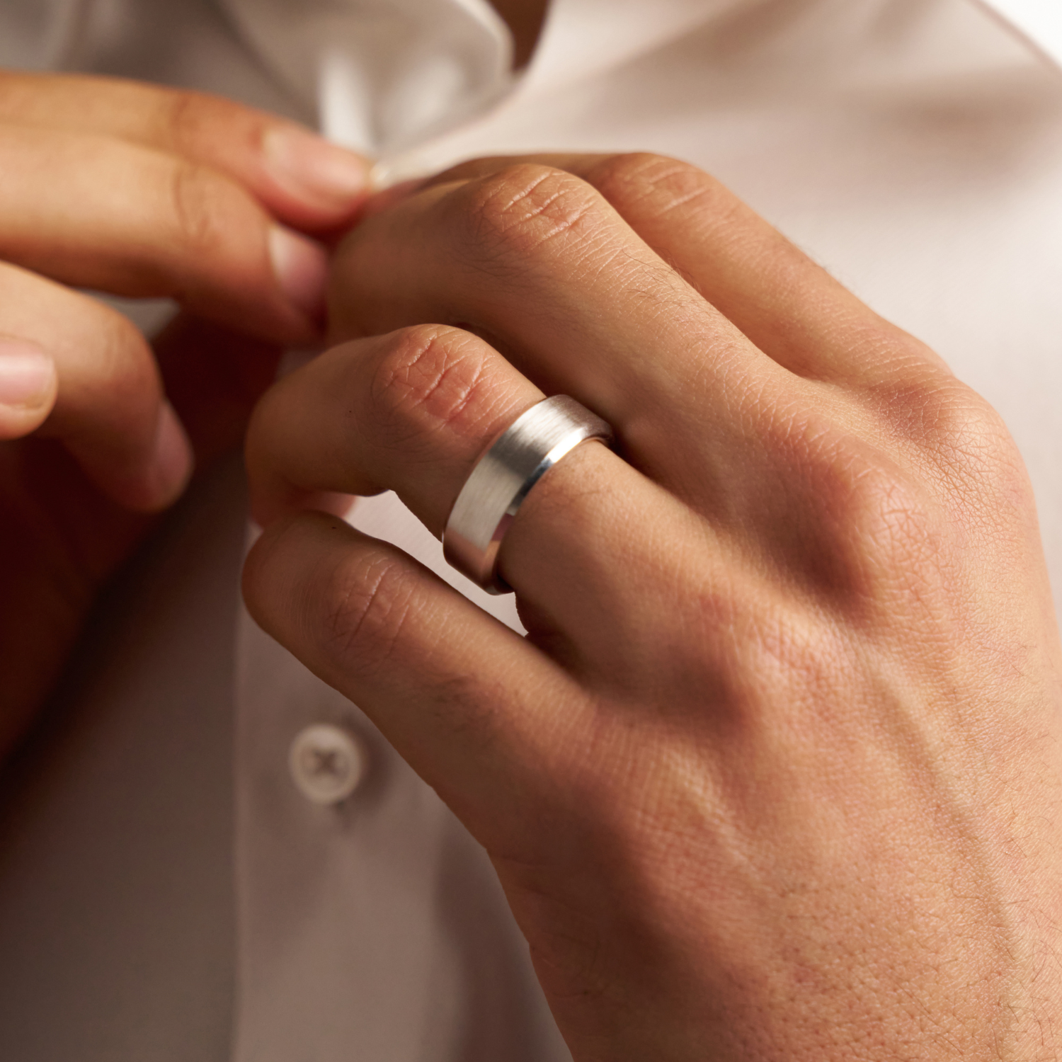 Bevelled Ring (Silver) 8mm | Tungsten