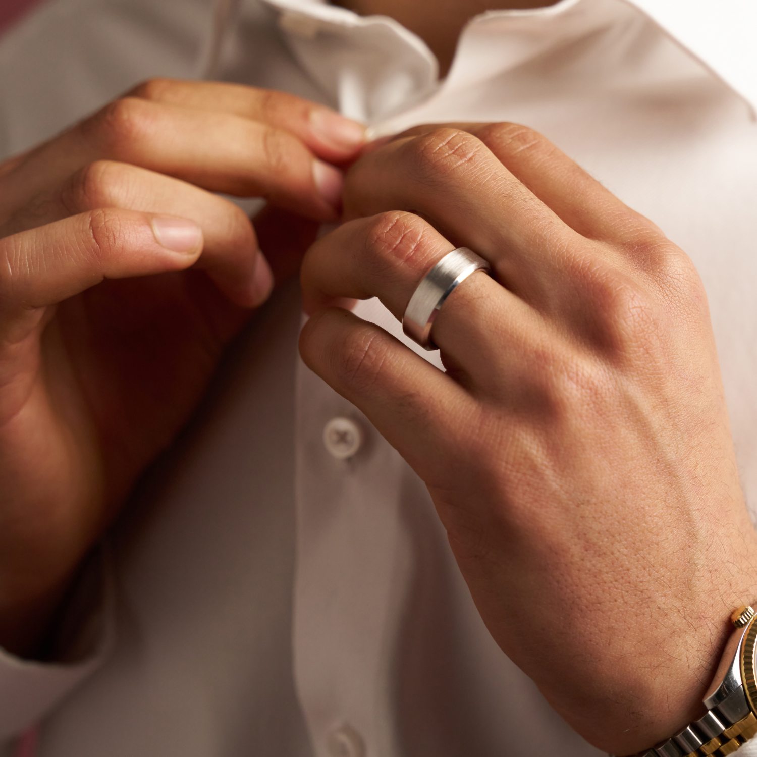 Bevelled Ring (Silver) 8mm | Tungsten