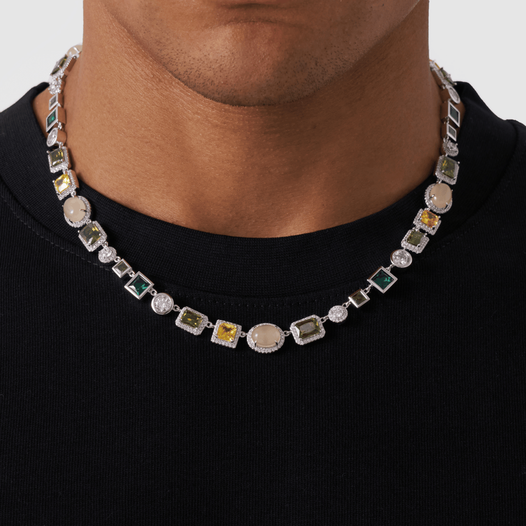 Emerald Gemstone Necklace (Silver)