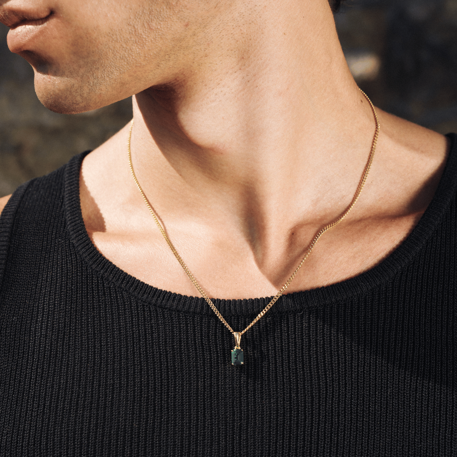 Emerald Stone Pendant (Gold)