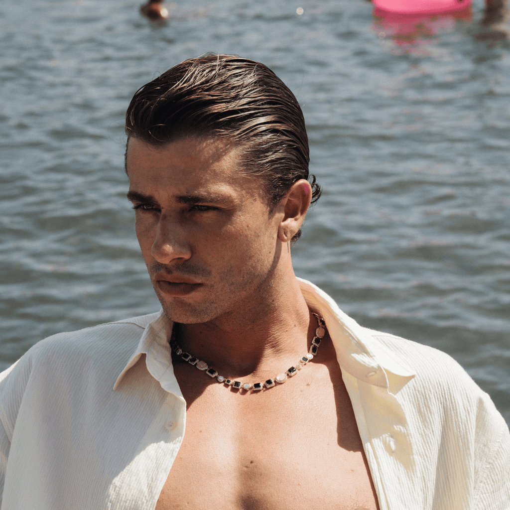 Onyx Gemstone Necklace (Gold)